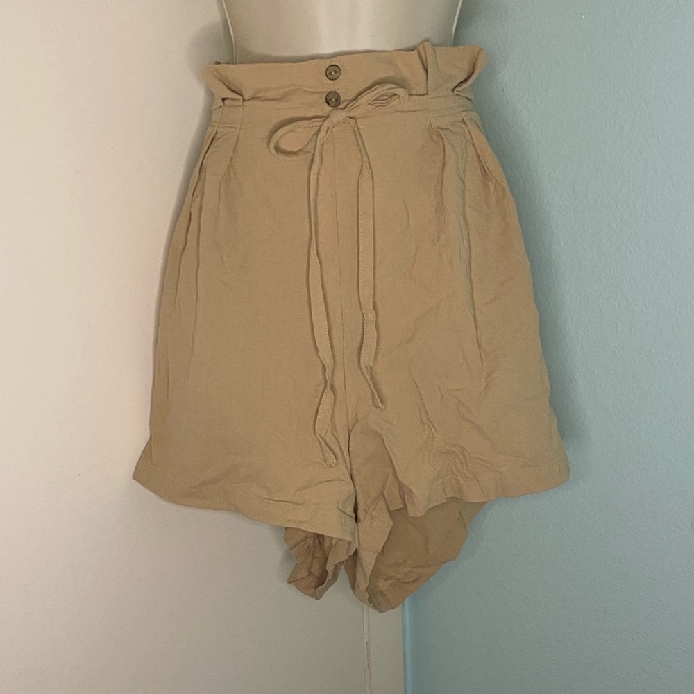 Shein plus size paper bag waits fold pleated front shorts